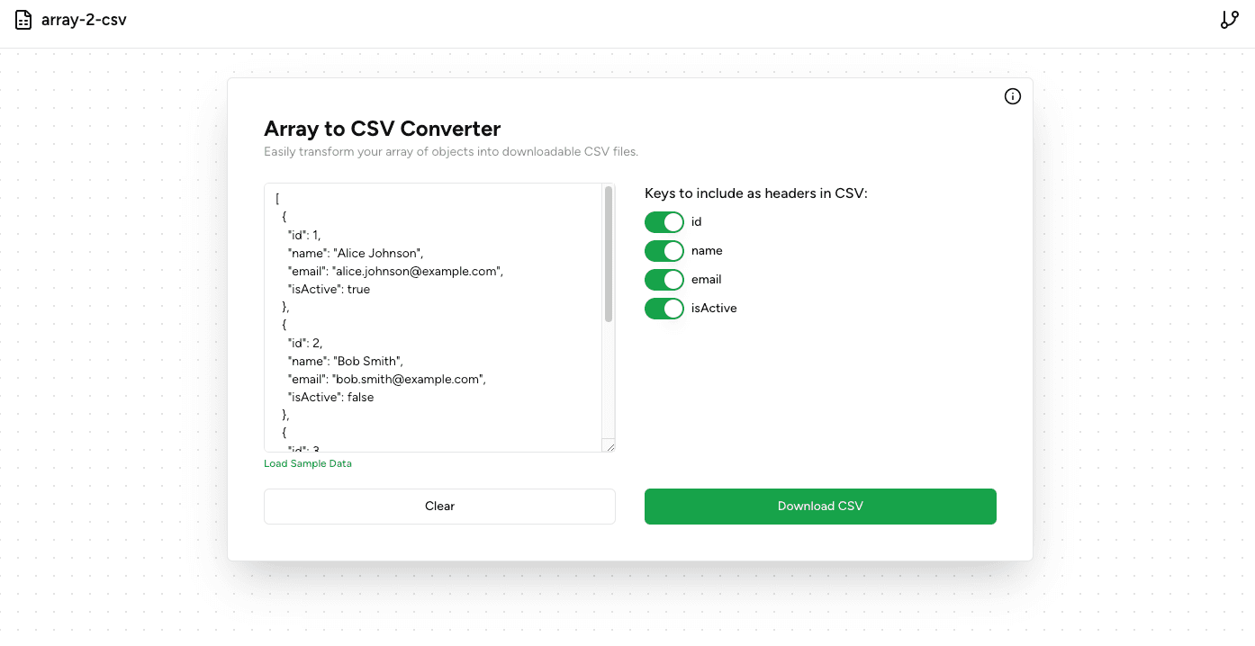 Array to CSV Converter